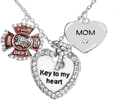 Firefighter's Mom Necklace, Hypoallergenic, Safe-Nickel, Lead, Cadmium Free