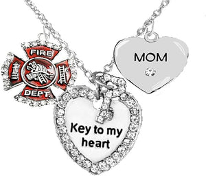 Firefighter's Mom Necklace, Hypoallergenic, Safe-Nickel, Lead, Cadmium Free