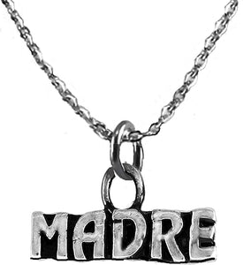 Madre, Mother In Spanish, Adjustable 18-21 Inch Cable Chain Necklace, Nickel, Lead, And Cadmium Free-Hypoallergenic