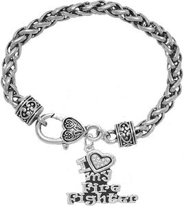 Firefighter, I Love My Firefighter, Crystal Bracelet, Hypoallergenic, Safe-Nickel, Lead, Free