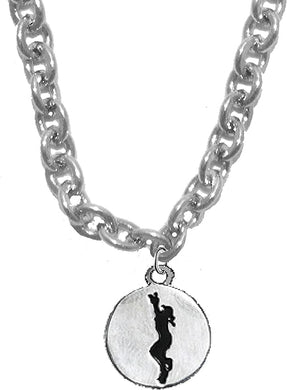 Softball, Girl Catching A Ball, Two Sided Charm On A Sterling Silver Solid .925 Sterling, Not Plated Or Coated.18 Inch Chain, Hyperallergenic Safe-Nickel, Lead, Cadmium Free