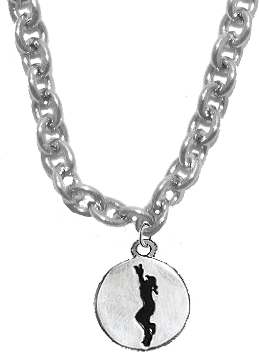 Softball, Girl Catching A Ball, Two Sided Charm On A Sterling Silver Solid .925 Sterling, Not Plated Or Coated.18 Inch Chain, Hyperallergenic Safe-Nickel, Lead, Cadmium Free