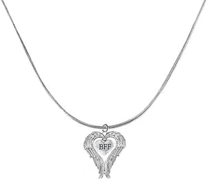 Guardian Angel, Heart (Love) Shaped Wings for BFF (Best Friends Forever) Necklace, Adjustable, Hypoallergenic, Safe-Nickel, Lead, Free
