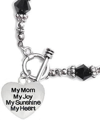 Message Jewelry, My Mom, My Joy, My Sunshine, My Heart, Bracelet, Hypoallergenic, Safe-Nickel, Lead, Free