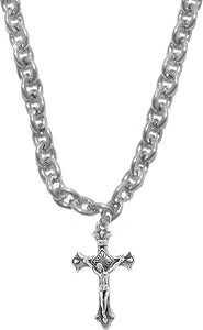 Catholic Crucifix Cross, Just Beautiful, Sterling Silver Solid .925 Sterling, Not Plated Or Coated.18 Inch Necklace Chain, Nickel, Lead, Cadmium Free