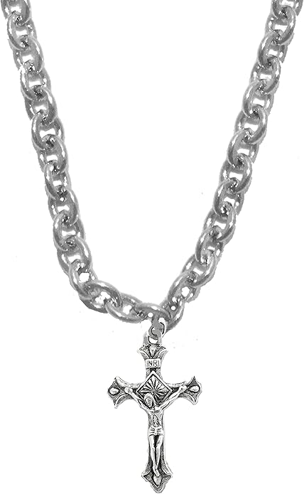 Catholic Crucifix Cross, Just Beautiful, Sterling Silver Solid .925 Sterling, Not Plated Or Coated.18 Inch Necklace Chain, Nickel, Lead, Cadmium Free