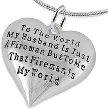 My Firefighter is My World, Wife Adjustable Necklace, Hypoallergenic, Safe-Nickel, Lead, Cadmium Free