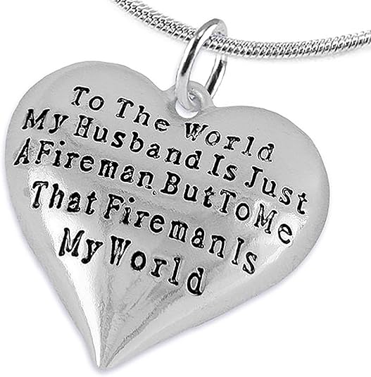 My Firefighter is My World, Wife Adjustable Necklace, Hypoallergenic, Safe-Nickel, Lead, Cadmium Free