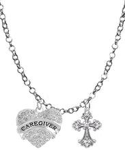 Caregiver, RN, Nurse, Genuine Crystal Cross, Adjustable Charm Necklace, Hypoallergenic, Safe-Nickel, Lead, Free