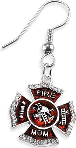 Firefighter's Mom Crystal Earring, Safe-Nickel, Lead & Cadmium Free!