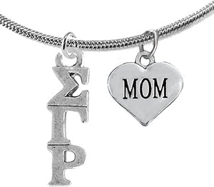 Sigma Gamma Rho, Adjustable Snake Chain Necklace/Lavaliere," Mom", Safe- Hypoallergenic Nickel, Lead Free Licensed Sorority Jewelry Manufacturer