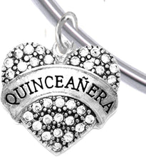 The Perfect Gift, Quinceanera Genuine Crystal Heart, Adjustable, Hypoallergenic Adjustable Bracelet, Safe-Nickel, Lead & Cadmium Free!