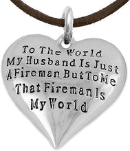 My Firefighter is My World, Wife Adjustable Necklace, Hypoallergenic, Safe-Nickel, Lead, Cadmium Free