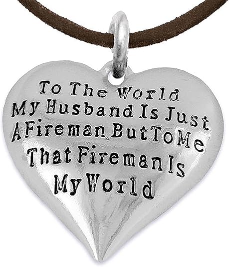 My Firefighter is My World, Wife Adjustable Necklace, Hypoallergenic, Safe-Nickel, Lead, Cadmium Free