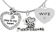 Policeman's, I Love My Policeman, Wife, Key to My Heart, Adjustable, Hypoallergenic, Safe-Nickel, Lead, Free