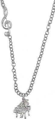 Treble Clef Piano Rolo Chain Adjustable Necklace, Hypoallergenic, Safe-Nickel, Lead, and Cadmium Free