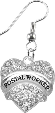 Postal Worker Crystal Heart Earrings, Safe-Hypoallergenic, Nickel, Lead & Cadmium Free!