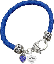 Police, Mom Of A Hero In Training, Genuine Leather Bracelet, Light Blue, Hypoallergenic Safe-Nickel, Lead And Cadmium Free