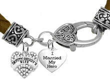 Deputy Sheriff's Wife, I Married My Hero, On A Genuine Brown Leather Bracelet, Hypoallergenic Safe-Nickel, Lead And Cadmium Free