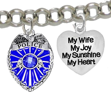 Policeman's, My Wife, My Joy, My Sunshine, My Heart, Adjustable Bracelet, Hypoallergenic, Safe-Nickel Free, No Poisonous Lead Or Cadmium.