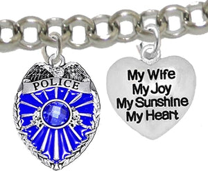 Policeman's, My Wife, My Joy, My Sunshine, My Heart, Adjustable Bracelet, Hypoallergenic, Safe-Nickel Free, No Poisonous Lead Or Cadmium.