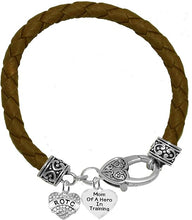 ROTC, Mom Of A Hero In Training,Genuine Brown Leather Bracelet, Hypoallergenic Safe-Nickel, Lead And Cadmium Free