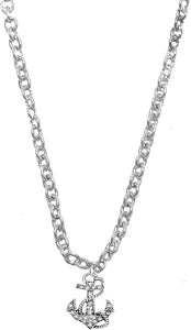 Crystal Anchor Necklace, Sterling Silver Solid .925 Sterling, Not Plated Or Coated, 18 Inch Necklace Chain, Safe-Nickel, Lead, Cadmium Free,