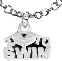 I Love Swimming Necklace, Hypoallergenic Safe-Nickel Free, No Poisonous Lead, or Cadmium