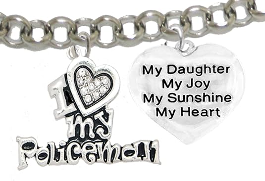 Policeman's, I Love My Policeman, My Daughter, My Joy, My Sunshine, Adjustable Hypoallergenic, Safe-Nickel, Lead, Free