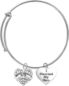 Deputy Sheriff's Wife, I Married My Hero, On A Adjustable MiracleWire Bracelet, Hypoallergenic Safe-Nickel, Lead And Cadmium Free