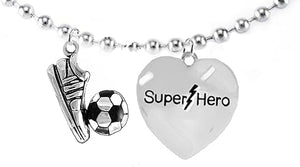 Soccer, Super Hero, " Soccer Player Jewelry" Adjustable Necklace Hypoallergenic, Safe-Nickel, Lead Free