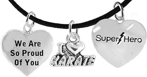 Martial Arts, Kickboxing Jewelry, Karate Jewelry, Super Hero, We Are So Proud Of You, Adjustable Necklace, Hypoallergenic, Safe-Nickel, Lead Free