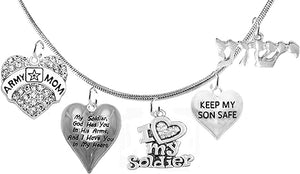 Army Mom, Yeshua, My Soldier, God Has You in His Arms and I Have You in My Heart, Keep My Son Safe, Adjustable Necklace, Hypoallergenic Safe, No Nickel, Lead, Or Poisonous Cadmium