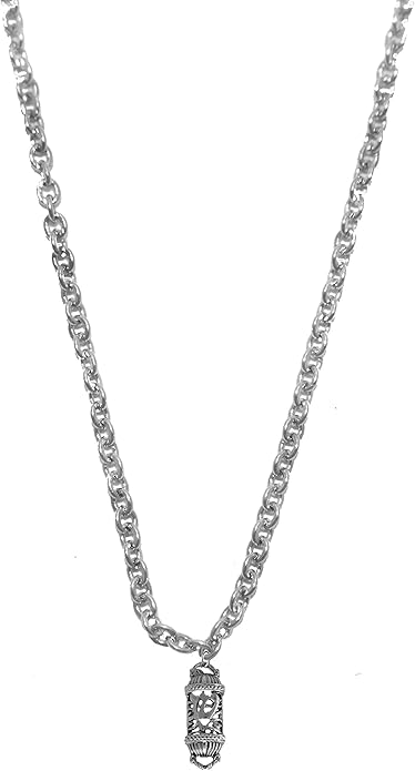 Great Gift, Mezuzah,with the Shin,a smybol for Shaddai, Almighty, one of the names of God, STERLING SILVER Solid .925 Sterling,Not Plated Or Coated. Cable Chain Necklace,Charm-Nickel,Lead,Cadmium Free