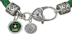 Army, " I Love You To The Moon And Back ", Leather Bracelet, Hypoallergenic Safe, No Nickel, Lead, Or Poisonous Cadmium In Bracelet