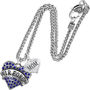 Air Force Mom Heart Necklace, Hypoallergenic, Will NOT Irritate Anyone with Sensitive Skin. Safe- Nickel, Lead and Cadmium Free