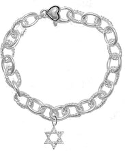 Jewish Star Of David, Genuine Crystal, Sculptured Cable Chain Bracelet Hypoallergenic, Safe-Nickel, Lead, And Cadmium Free
