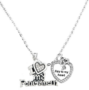 Policeman's, I Love My Policeman, Key to My Heart, Adjustable, Hypoallergenic, Safe-Nickel, Lead, Free