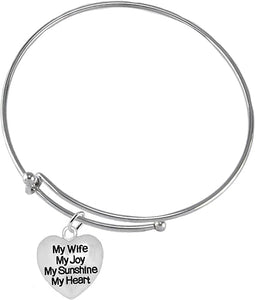 Message Jewelry, My Wife, My Joy, My Sunshine, My Heart, Adjustable Bracelet, Hypoallergenic, Safe-Nickel, Lead, Free