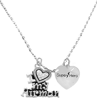 I Love My Airman, He Is A, Super Hero, STERLING Silver Solid .925 Sterling, Not Plated Or Coated.18 Inch Necklace.Charm Nickel, Lead, Cadmium Free