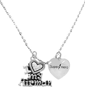 I Love My Airman, He Is A, Super Hero, STERLING Silver Solid .925 Sterling, Not Plated Or Coated.18 Inch Necklace.Charm Nickel, Lead, Cadmium Free