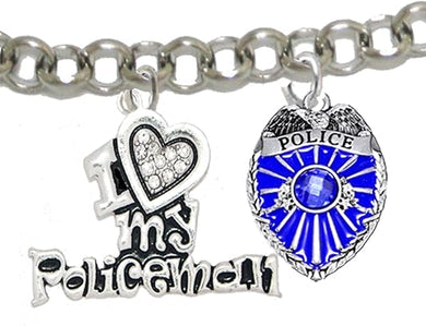 Policeman's, I Love My Policeman, Police Badge, Adjustable Hypoallergenic, Safe-Nickel, Lead, Free