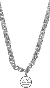 Lord I Am Lost, Help Me Find The Way, Sterling Silver Solid .925 Sterling, Not Plated Or Coated.Cable Chain Necklace, Charm-Nickel, Lead, Cadmium Free
