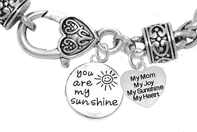 You Are My Sunshine, My Mom, My Joy, My Sunshine, My Heart Hypoallergenic Antique Bracelet, Safe-Nickel, Lead And Cadmium Free