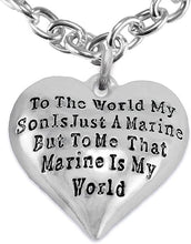 Marine Mom, My Son, is My World Necklace, Hypoallergenic, Safe- Nickel, Lead and Cadmium Free