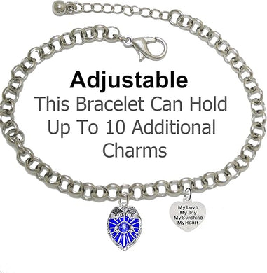 Policeman's, My Love, My Joy, My Sunshine, My Heart, Adjustable Bracelet, Hypoallergenic, Safe-Nickel Free, No Poisonous Lead Or Cadmium.