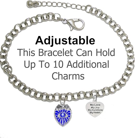 Policeman's, My Love, My Joy, My Sunshine, My Heart, Adjustable Bracelet, Hypoallergenic, Safe-Nickel Free, No Poisonous Lead Or Cadmium.