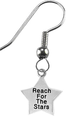 Reach for The Stars, One of The Best Ways to Give Someone Encouragement, Sterling Silver Solid .925 Sterling, Not Plated Or Coated.Fishhook Earings, Charm-Nickel, Lead, Cadmium Free