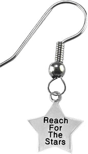Reach for The Stars, One of The Best Ways to Give Someone Encouragement, Sterling Silver Solid .925 Sterling, Not Plated Or Coated.Fishhook Earings, Charm-Nickel, Lead, Cadmium Free