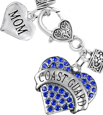 Coast Guard Mom Heart Bracelet, Hypoallergenic, Will NOT Irritate Anyone with Sensitive Skin. Safe- Nickel, Lead and Cadmium Free